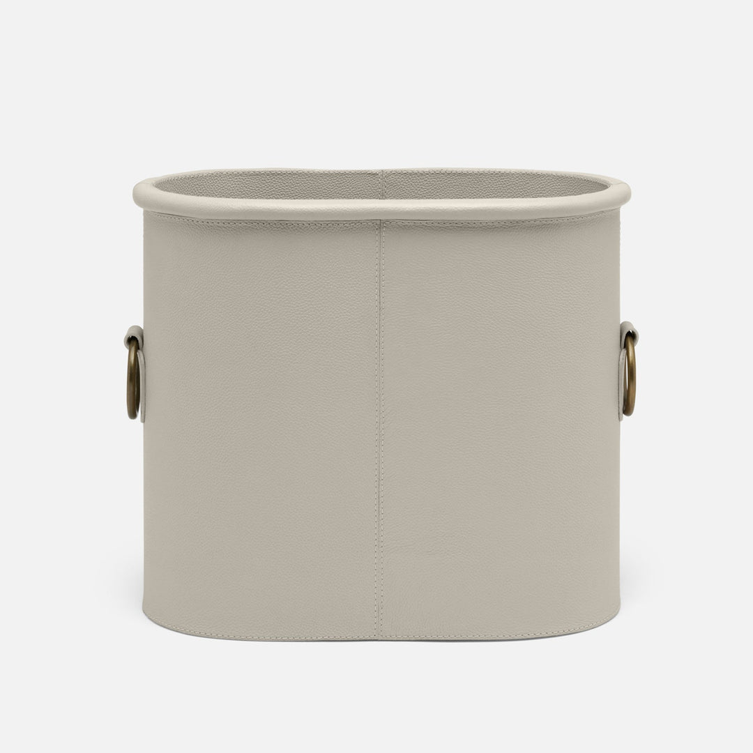 Ogden, Light Gray, Magazine Holder, Oval, Full-Grain Leather