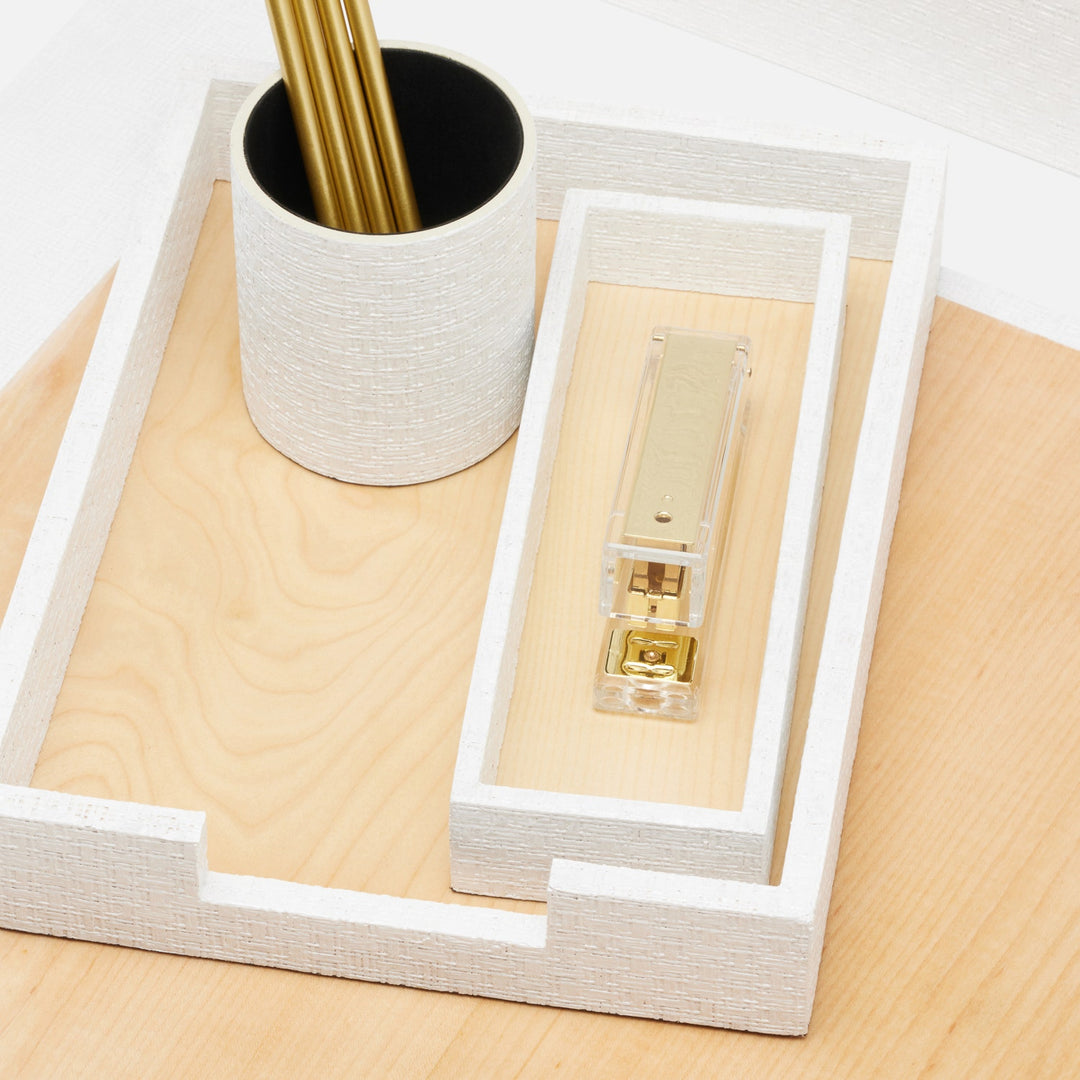 Rosewell, Shiny White, Letter Tray Set: Letter Tray, Envelope Holder, Pencil Tray And Pencil Holder