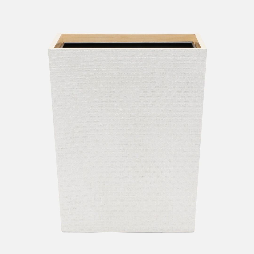 Rosewell, Shiny White, Wastebasket, Rectangular Tapered, Realistic Faux Rattan