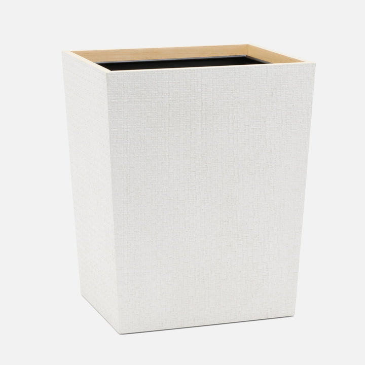 Rosewell, Shiny White, Wastebasket, Rectangular Tapered, Realistic Faux Rattan
