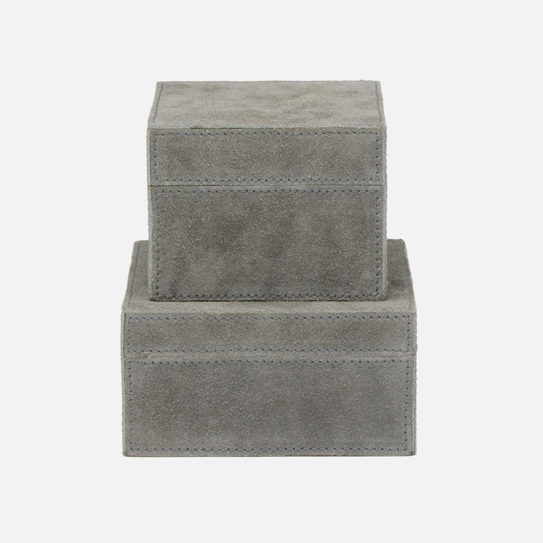 Segovia, Dark Gray, Square Boxes, Suede, S/2