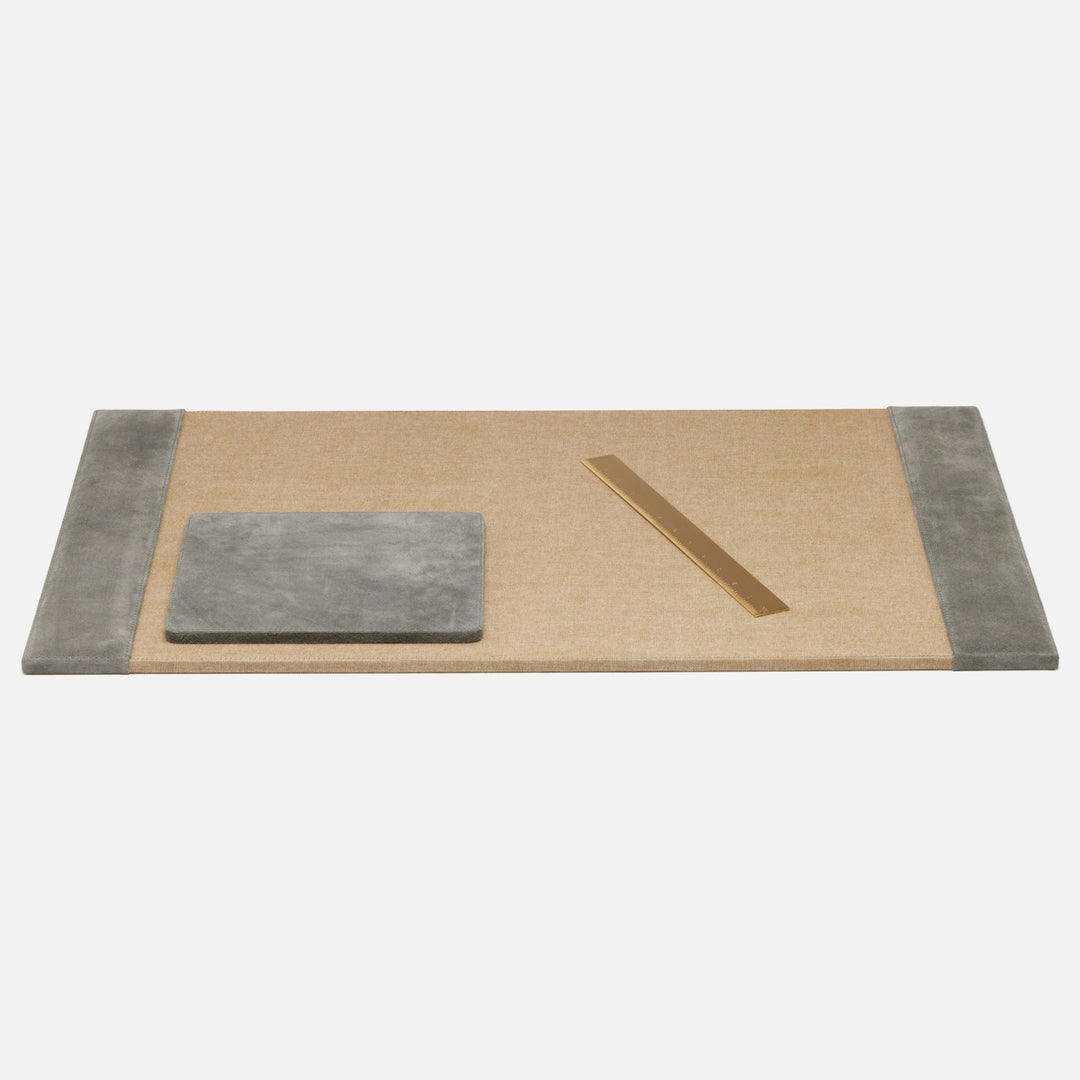 Segovia, Dark Gray, Set: Desk Blotter And Square Mouse Pad, Suede