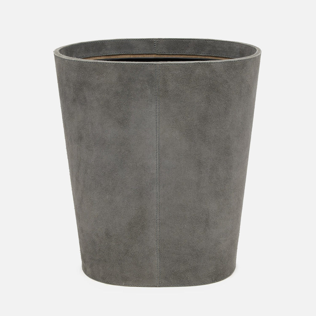 Segovia, Dark Gray, Wastebasket Oval Tapered, Suede