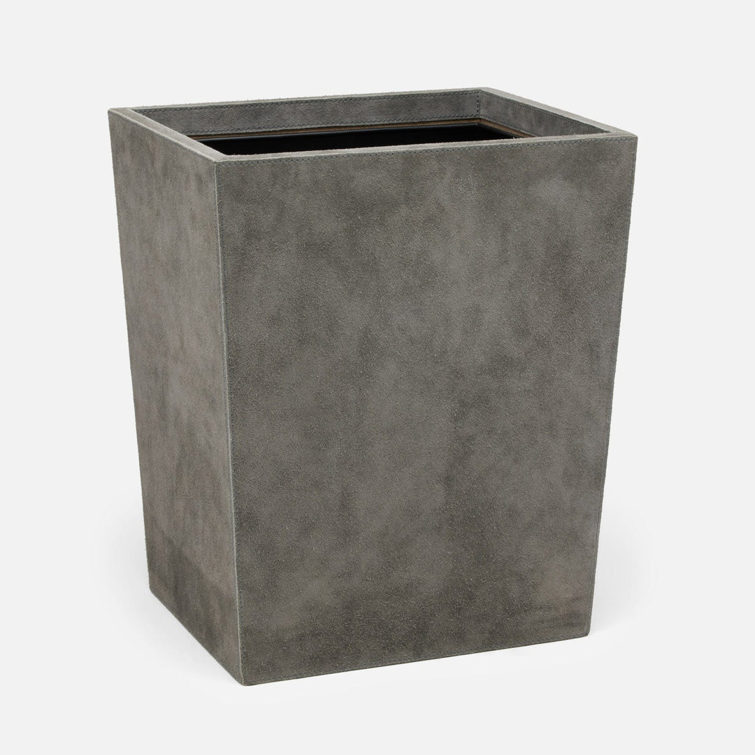 Segovia, Dark Gray, Wastebasket, Rectangular Tapered, Suede