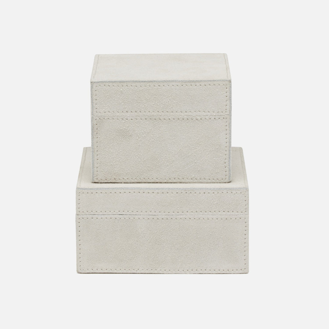 Segovia, Light Gray, Square Boxes, Suede, S/2