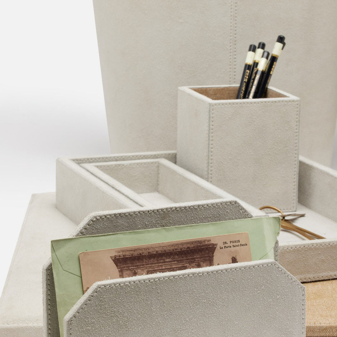 Segovia, Light Gray, Letter Tray Set: Letter Tray, Envelope Holder, Pencil Tray And Pencil Holder, S