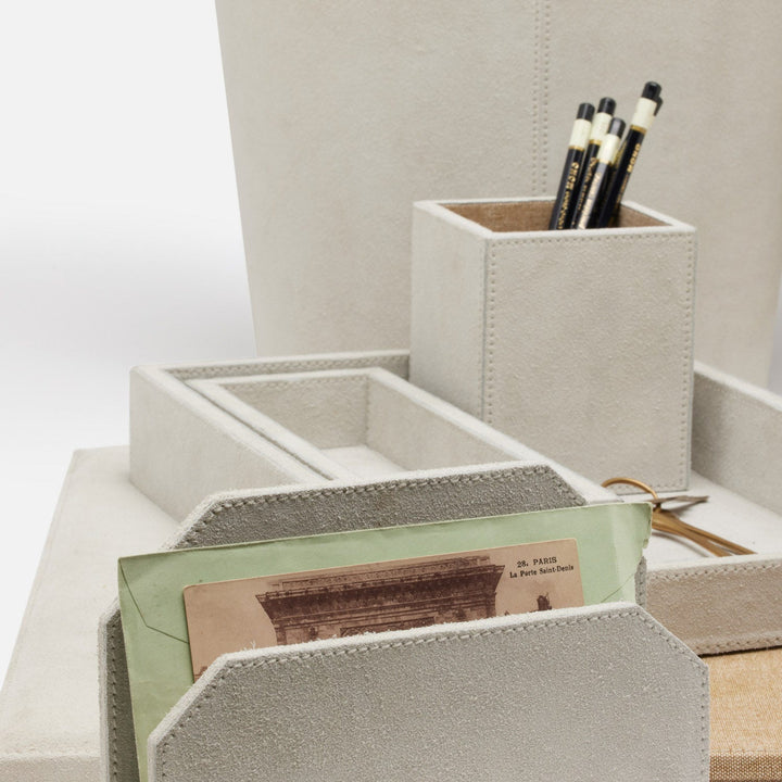 Segovia, Light Gray, Letter Tray Set: Letter Tray, Envelope Holder, Pencil Tray And Pencil Holder, S