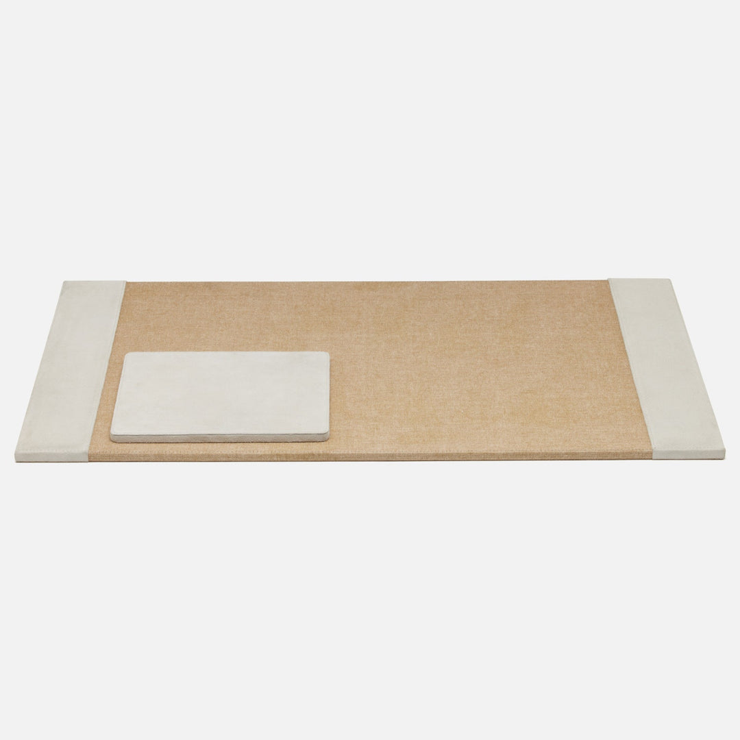 Segovia, Light Gray, Set: Desk Blotter And Square Mouse Pad, Suede