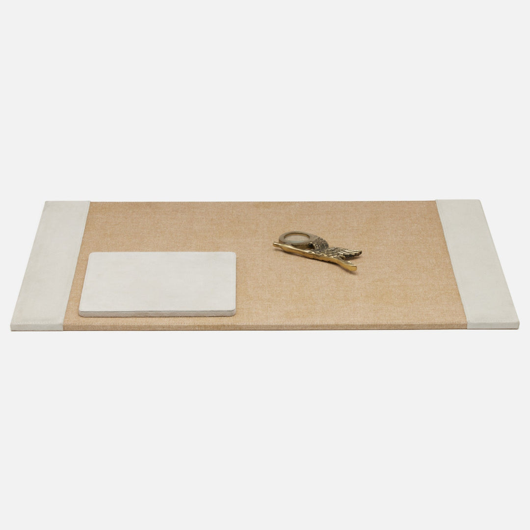Segovia, Light Gray, Set: Desk Blotter And Square Mouse Pad, Suede