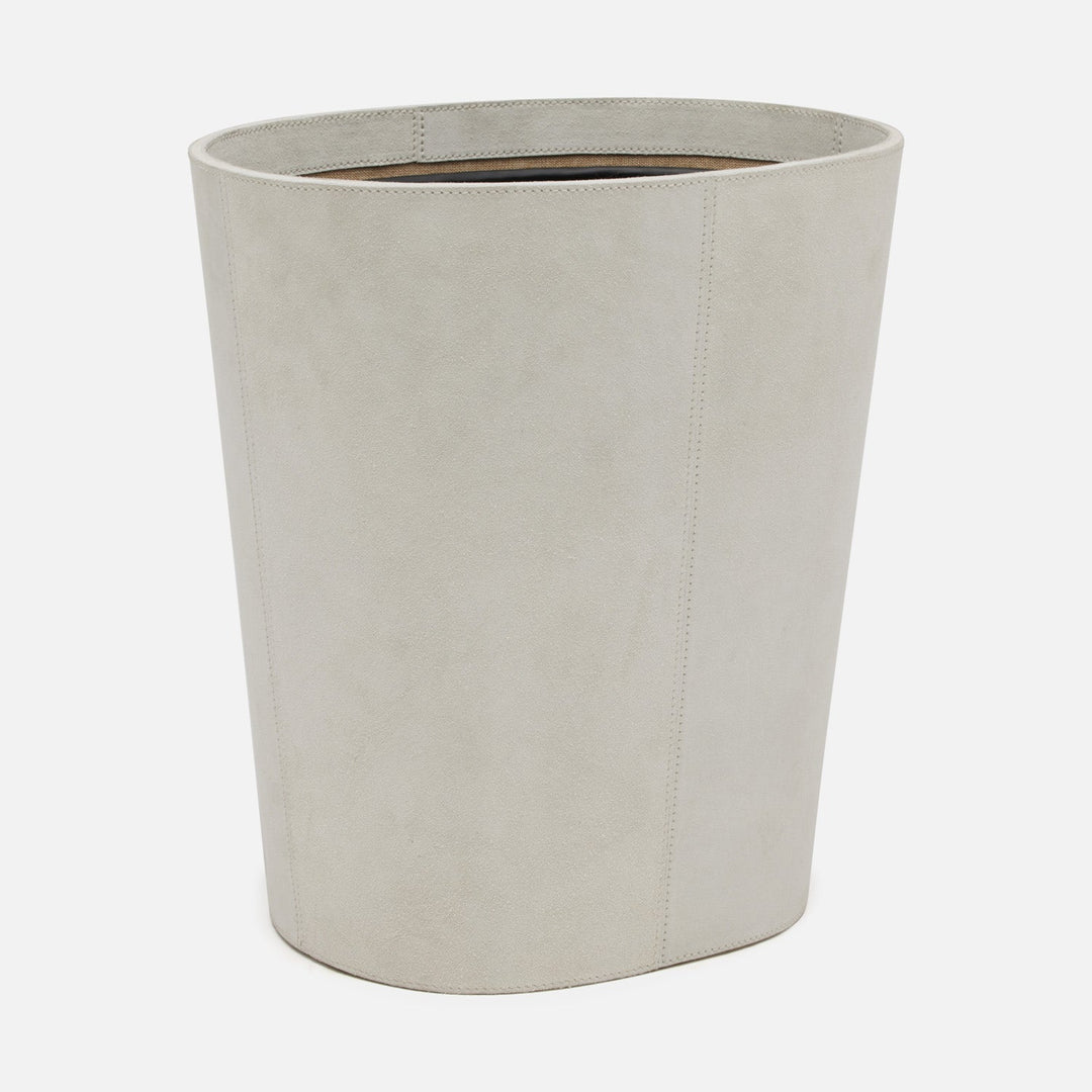 Segovia, Light Gray,Wastebasket, Oval Tapered, Suede
