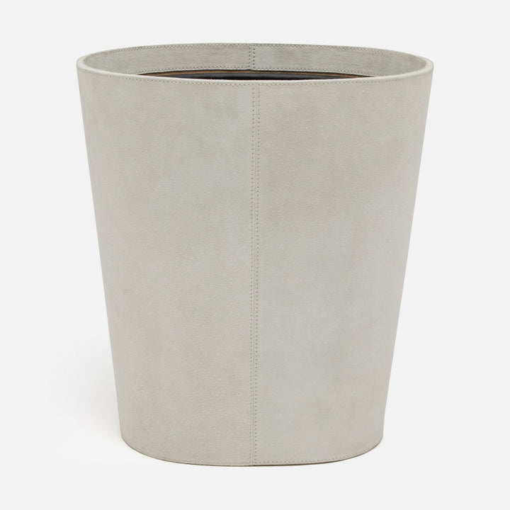 Segovia, Light Gray,Wastebasket, Oval Tapered, Suede