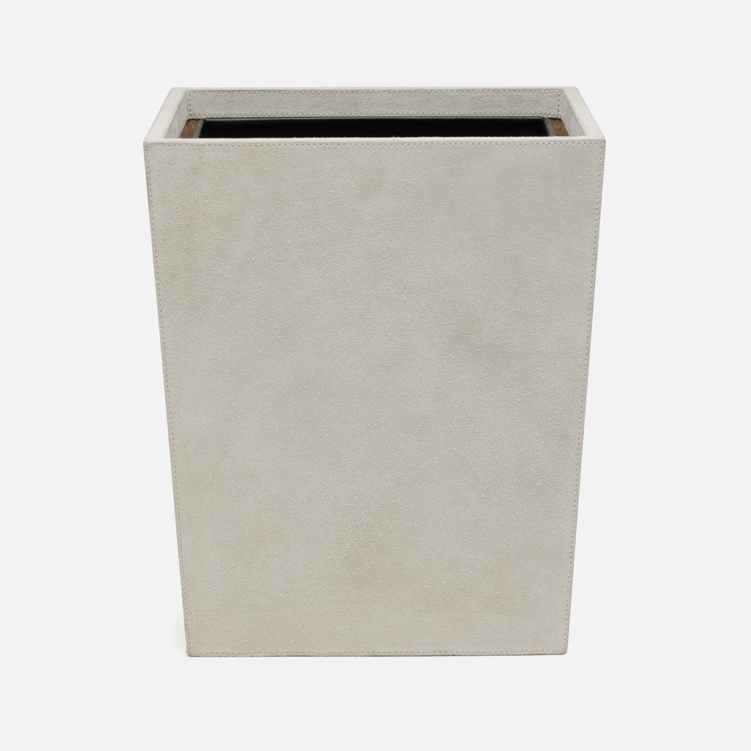 Segovia, Light Gray, Wastebasket, Rectangular Tapered, Suede