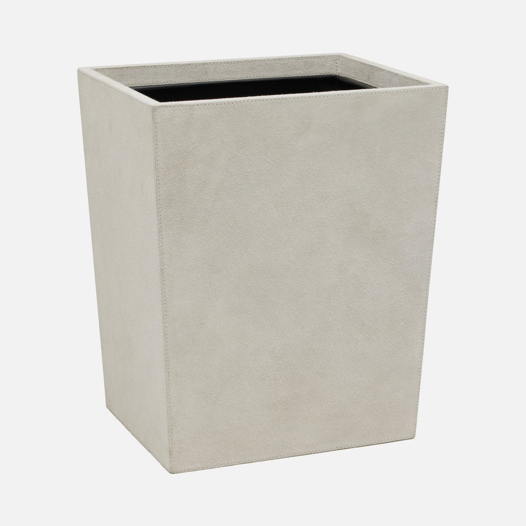 Segovia, Light Gray, Wastebasket, Rectangular Tapered, Suede