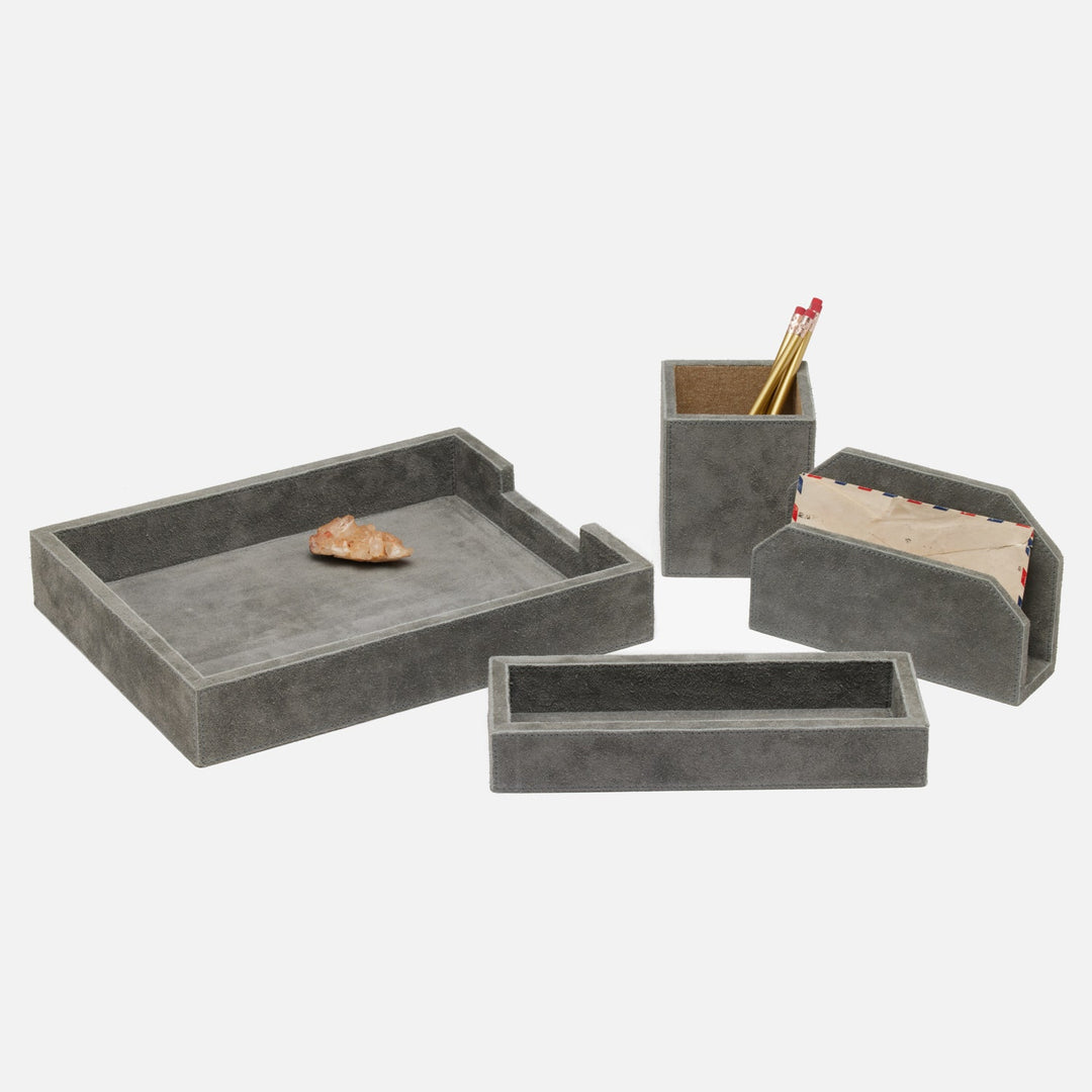 Segovia, Dark Gray, Letter Tray Set: Letter Tray, Envelope Holder, Pencil Tray And Pencil Holder, Su