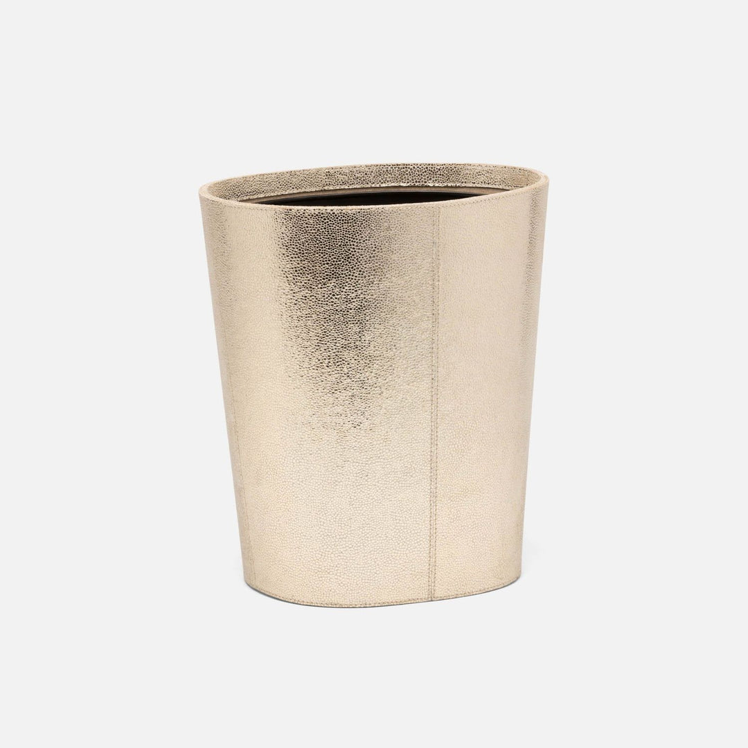 Viana, Gold Foil, Wastebasket, Oval, Full-Grain Leather