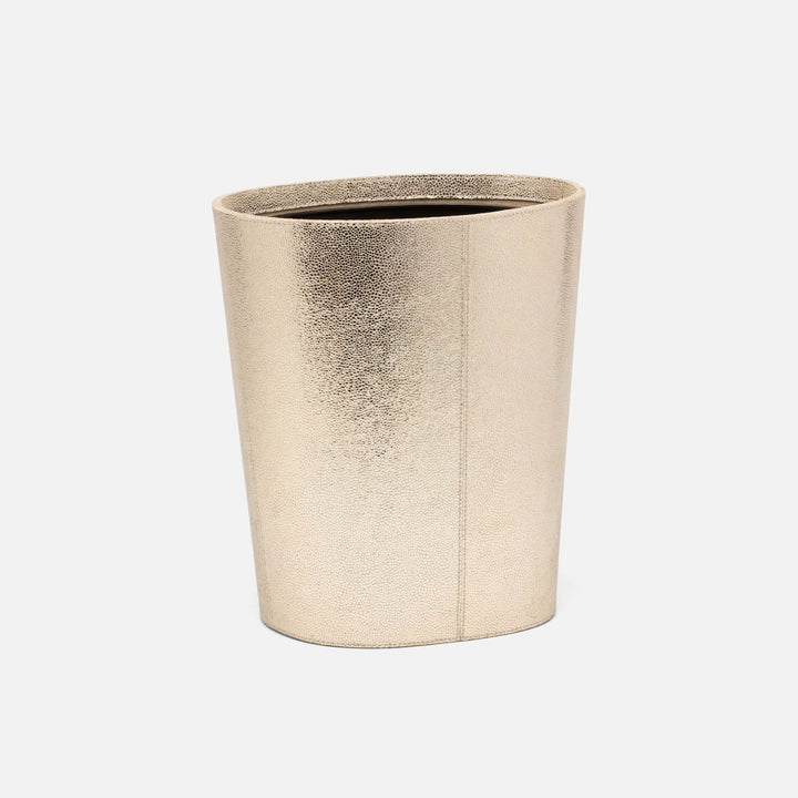 Viana, Gold Foil, Wastebasket, Oval, Full-Grain Leather