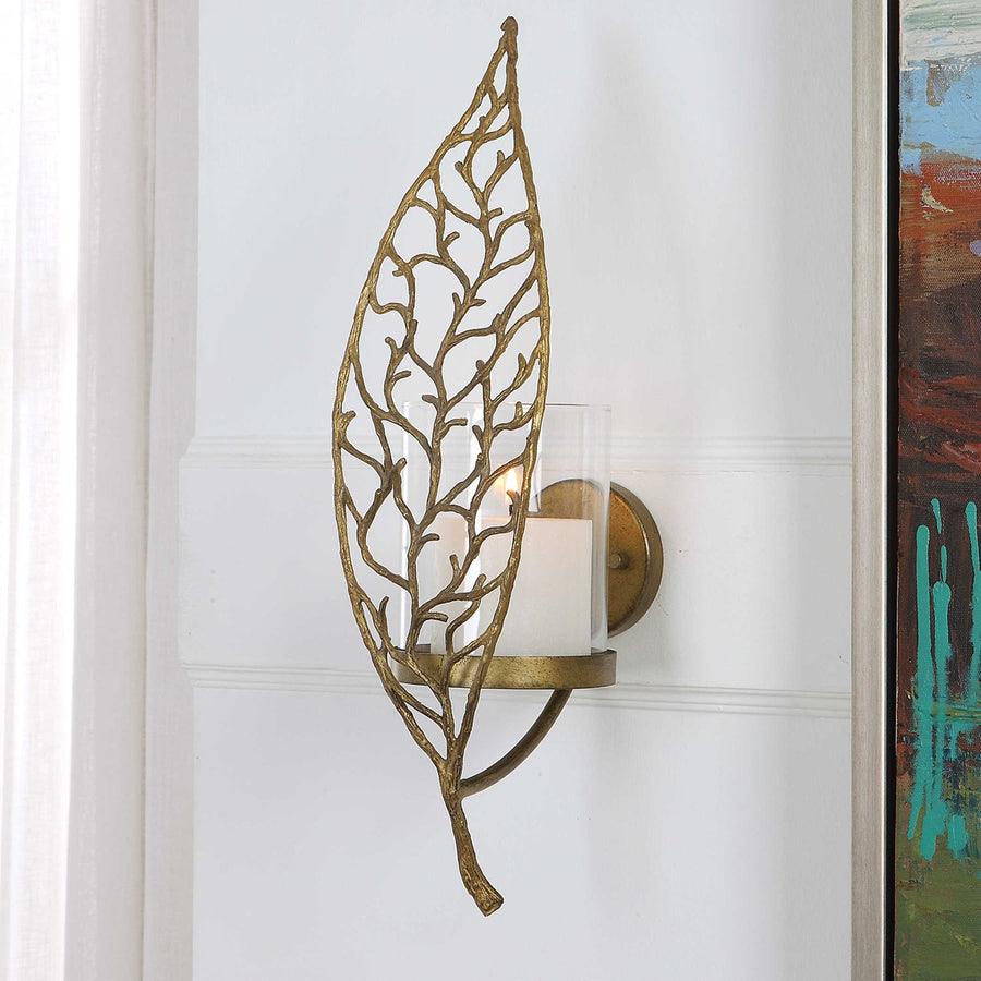 Woodland Treasure Gold Candle Sconce-Uttermost-UTTM-04334-Candle Holders-1-France and Son