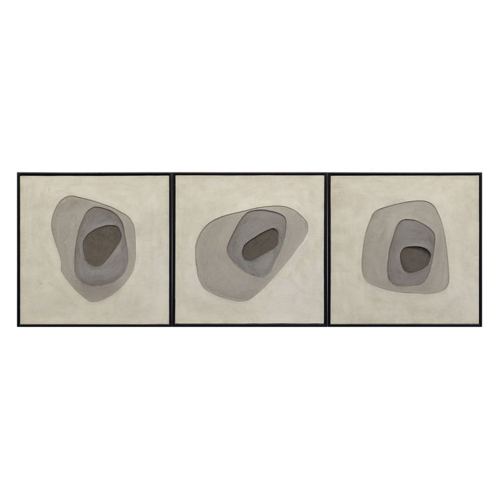 Wall Art Zen Garden (Set Of 3) - 30" X 30" - Black Floater Frame
