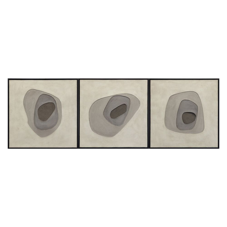 Wall Art Zen Garden (Set Of 3) - 30" X 30" - Black Floater Frame