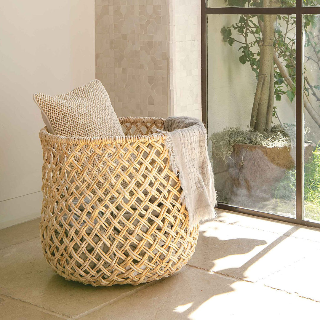 Kearny, Bleached, Basket, Round, Banana Bark