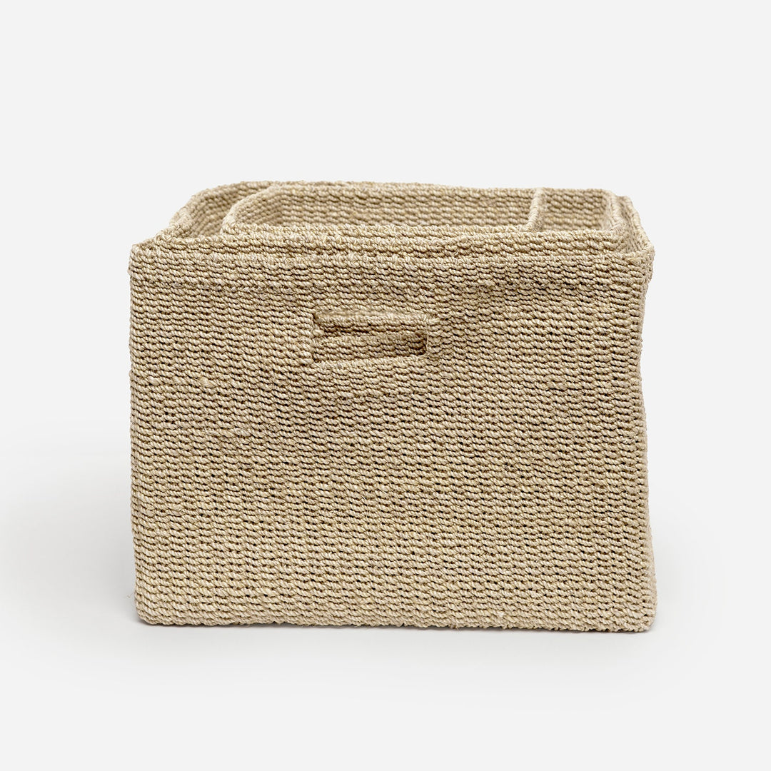 Lindon, Bleached, Towel Basket, Square, Abaca, S/3