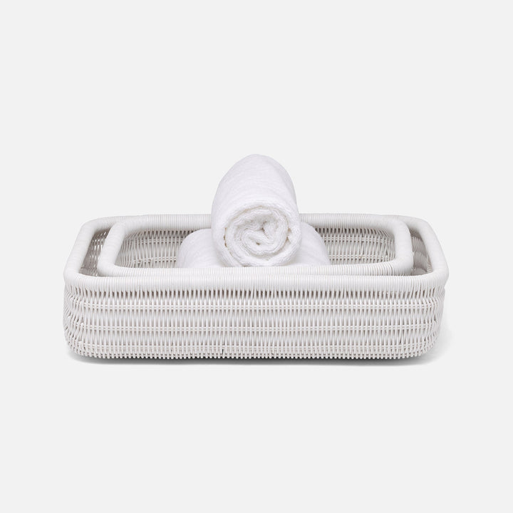Lorain, White, Storage Baskets, Rattan, S/2