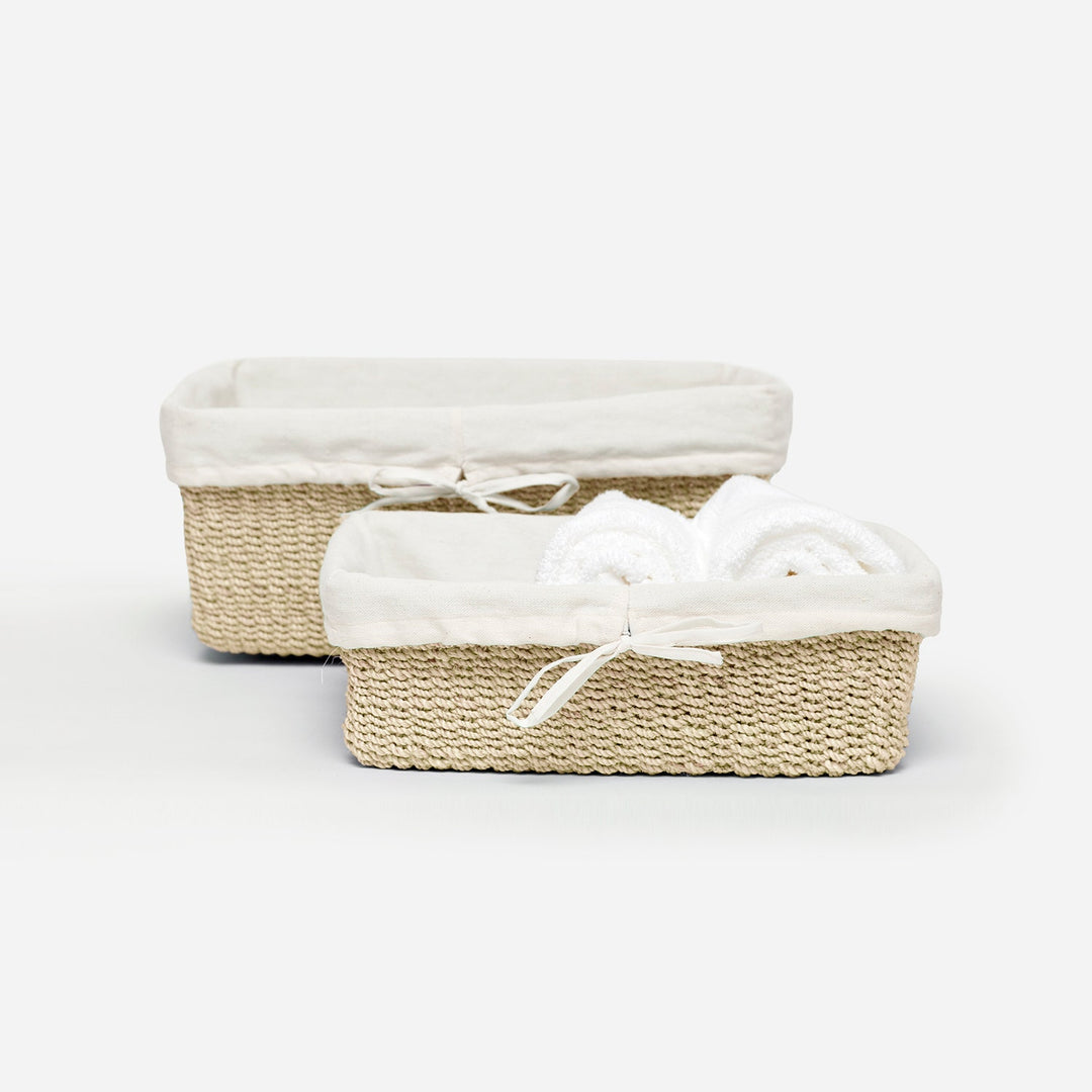 Madison, Bleached, Nested Baskets, Abaca, S/2
