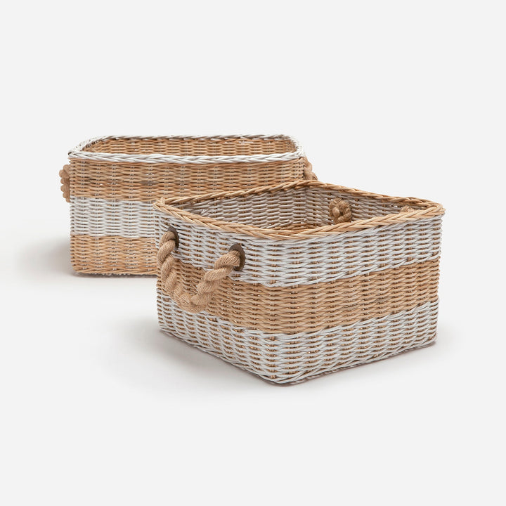 Nantucket, Natural/White, Nested Baskets, Wicker, S/2
