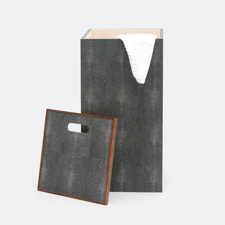 Northwich, Cool Gray, Hamper, Square, Realistic Faux Shagreen
