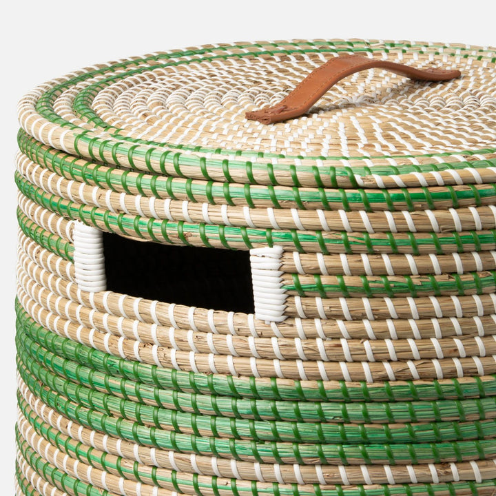 Olinda, Green/Natural, Hamper, Round, Natural Seagrass