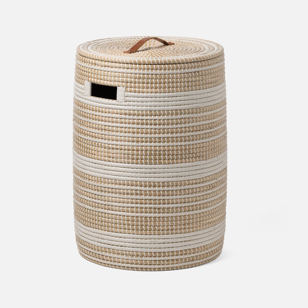 Olinda, White/Natural, Hamper, Round, Seagrass