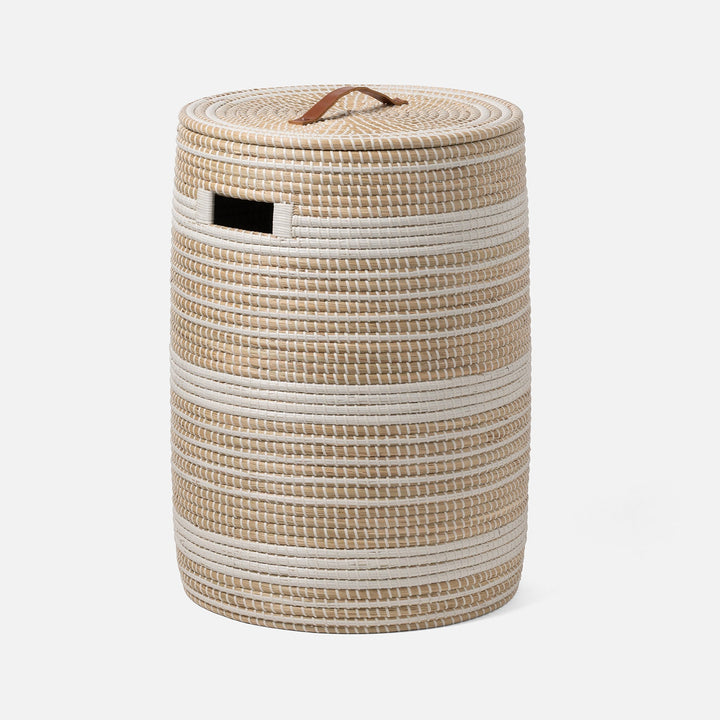 Olinda, White/Natural, Hamper, Round, Seagrass
