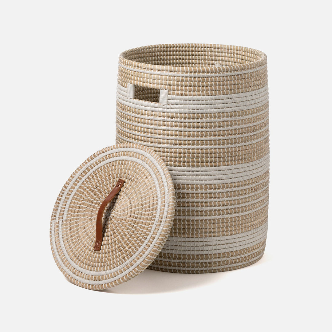 Olinda, White/Natural, Hamper, Round, Seagrass