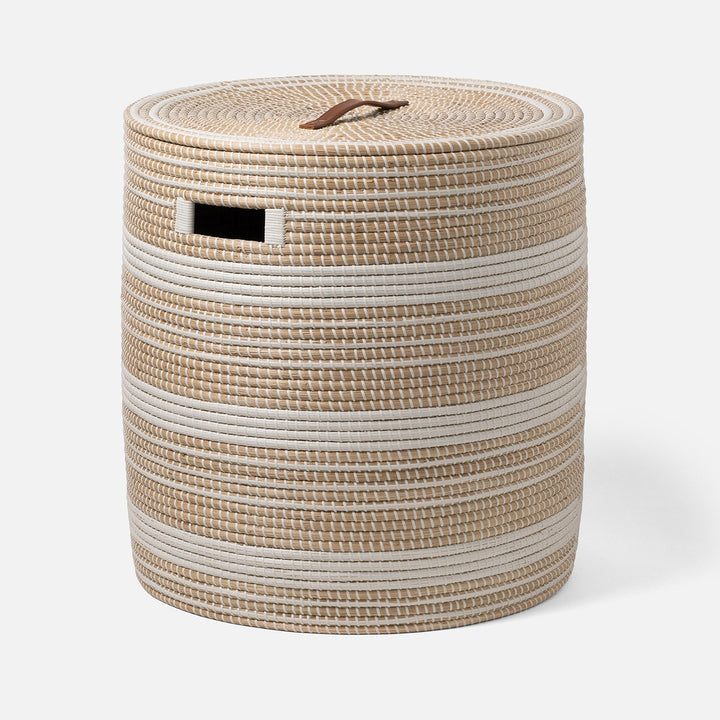 Olinda, White/Natural, Oversize Hamper, Round, Seagrass