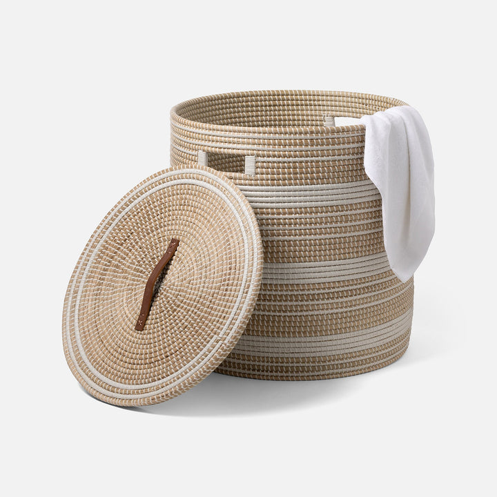 Olinda, White/Natural, Oversize Hamper, Round, Seagrass
