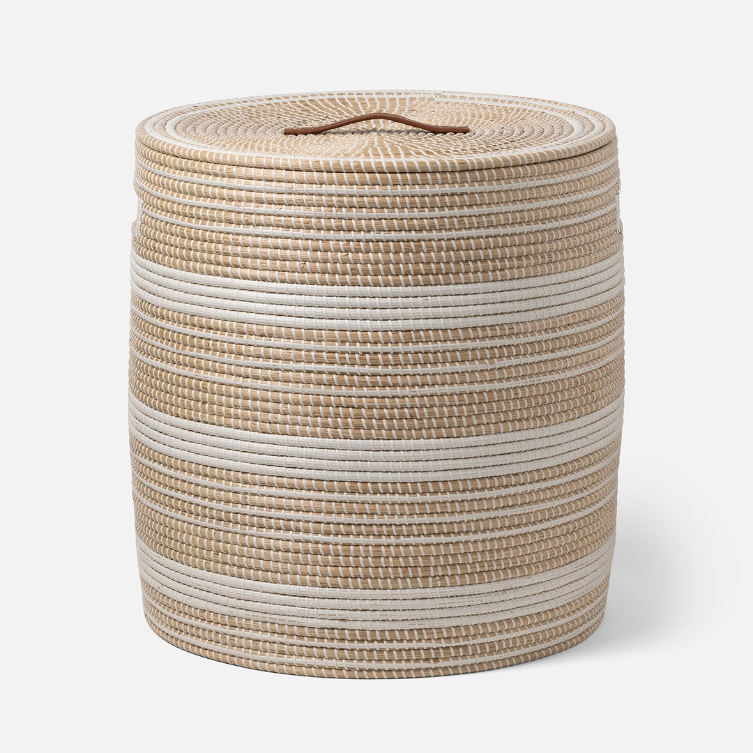 Olinda, White/Natural, Oversize Hamper, Round, Seagrass