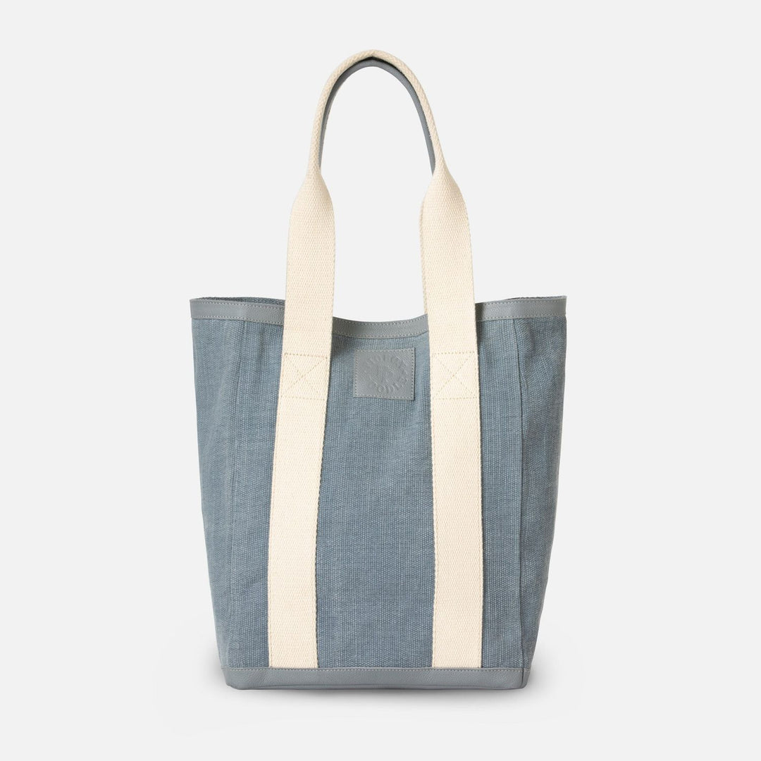 Pierre, Light Blue/Dusty Blue, Shopper Bag, Cotton Jute/Full-Grain Leather