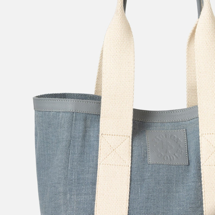 Pierre, Light Blue/Dusty Blue, Shopper Bag, Cotton Jute/Full-Grain Leather