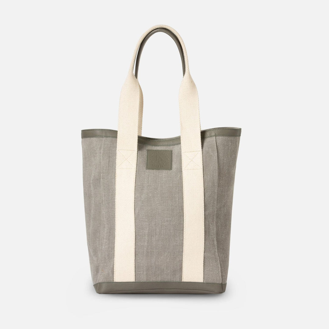Pierre, Light Gray/Dusty Gray, Shopper Bag, Cotton Jute/Full-Grain Leather
