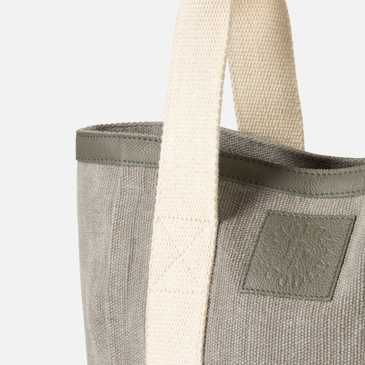 Pierre, Light Gray/Dusty Gray, Shopper Bag, Cotton Jute/Full-Grain Leather
