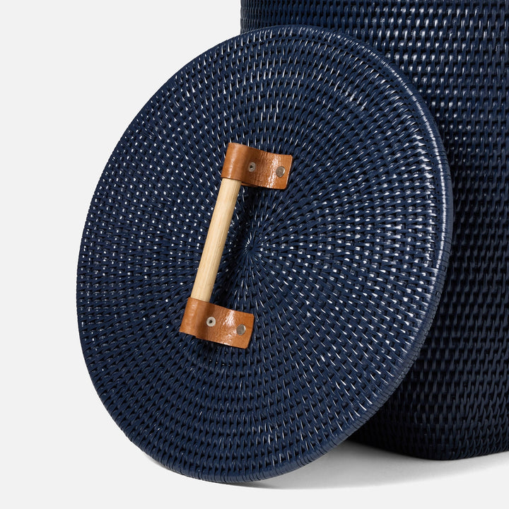 Antalya, Midnight Blue, Hamper, Wood Handles, Large, Rattan