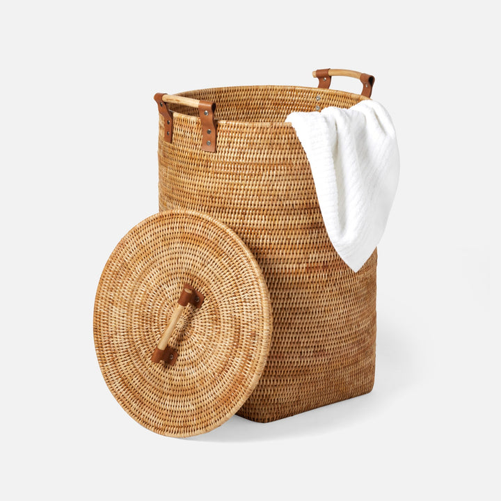 Antalya, Natural, Hamper, Wood Handles, Large, Rattan