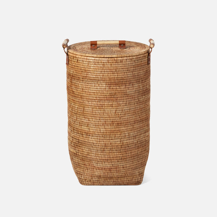 Antalya, Natural, Hamper, Wood Handles, Small, Rattan