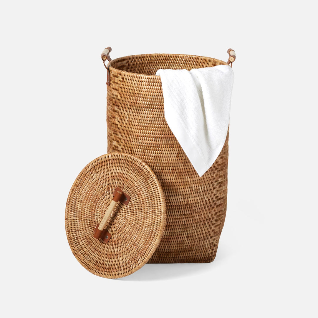 Antalya, Natural, Hamper, Wood Handles, Small, Rattan