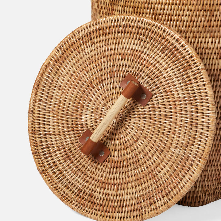 Antalya, Natural, Hamper, Wood Handles, Small, Rattan
