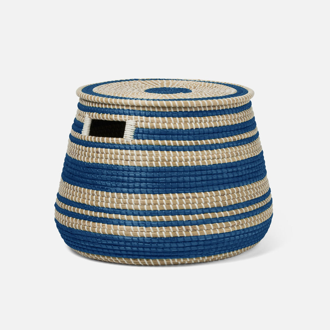 Arley, Blue/Natural, Basket With Lid, Seagrass