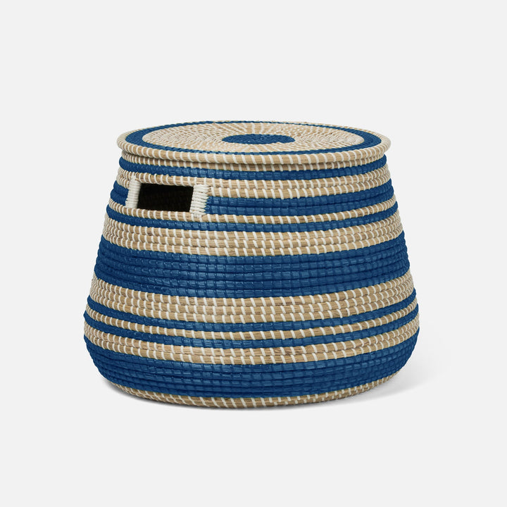 Arley, Blue/Natural, Basket With Lid, Seagrass