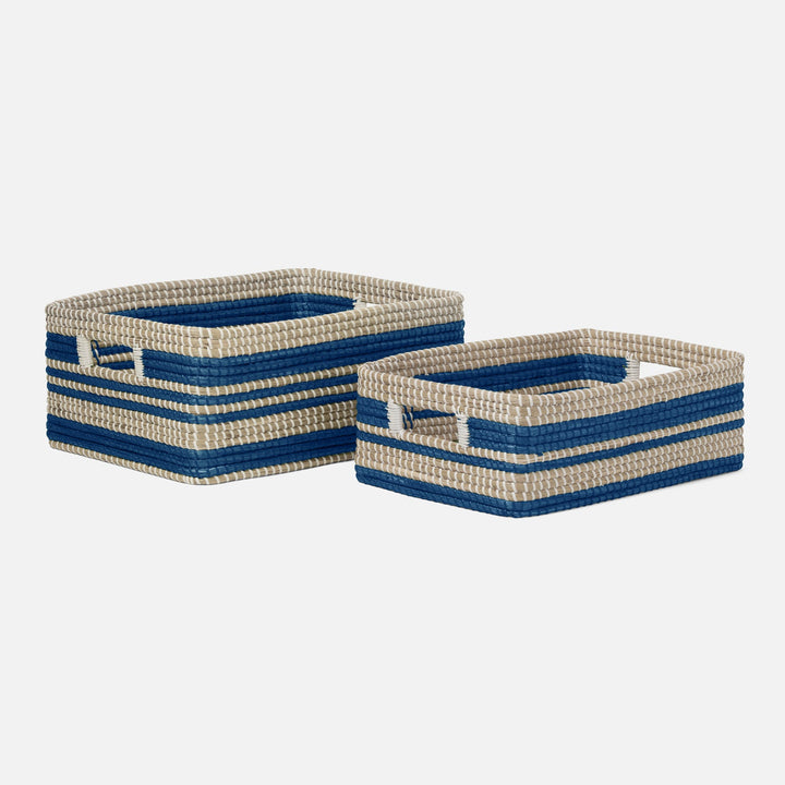 Arley, Blue/Natural, Baskets, Rectangular Straight, Seagrass, S/2