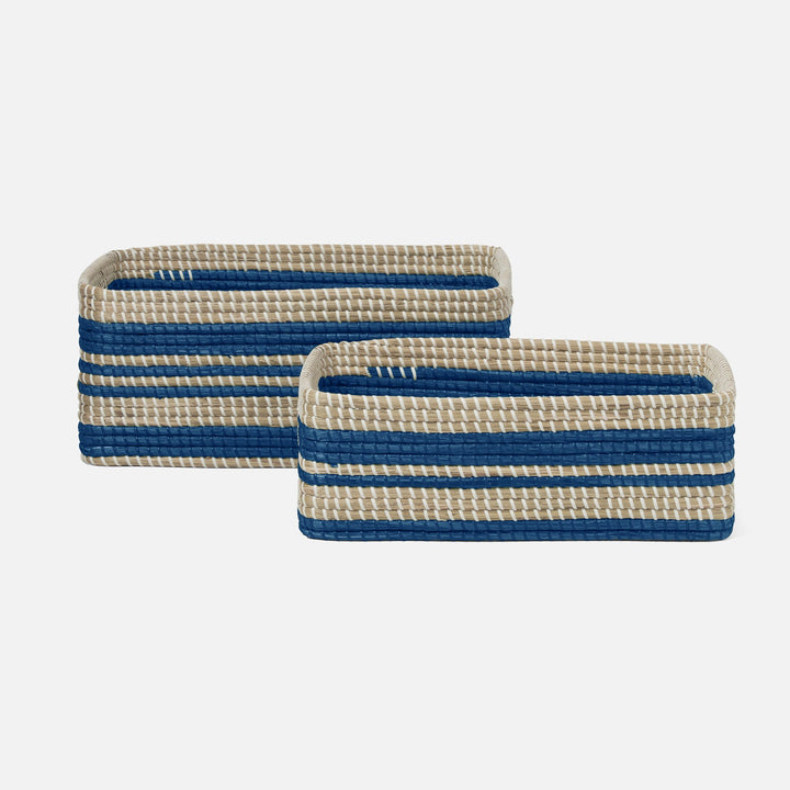 Arley, Blue/Natural, Baskets, Rectangular Straight, Seagrass, S/2