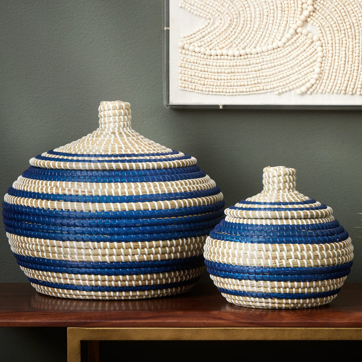 Arley, Blue/Natural, Baskets, Seagrass, S/2